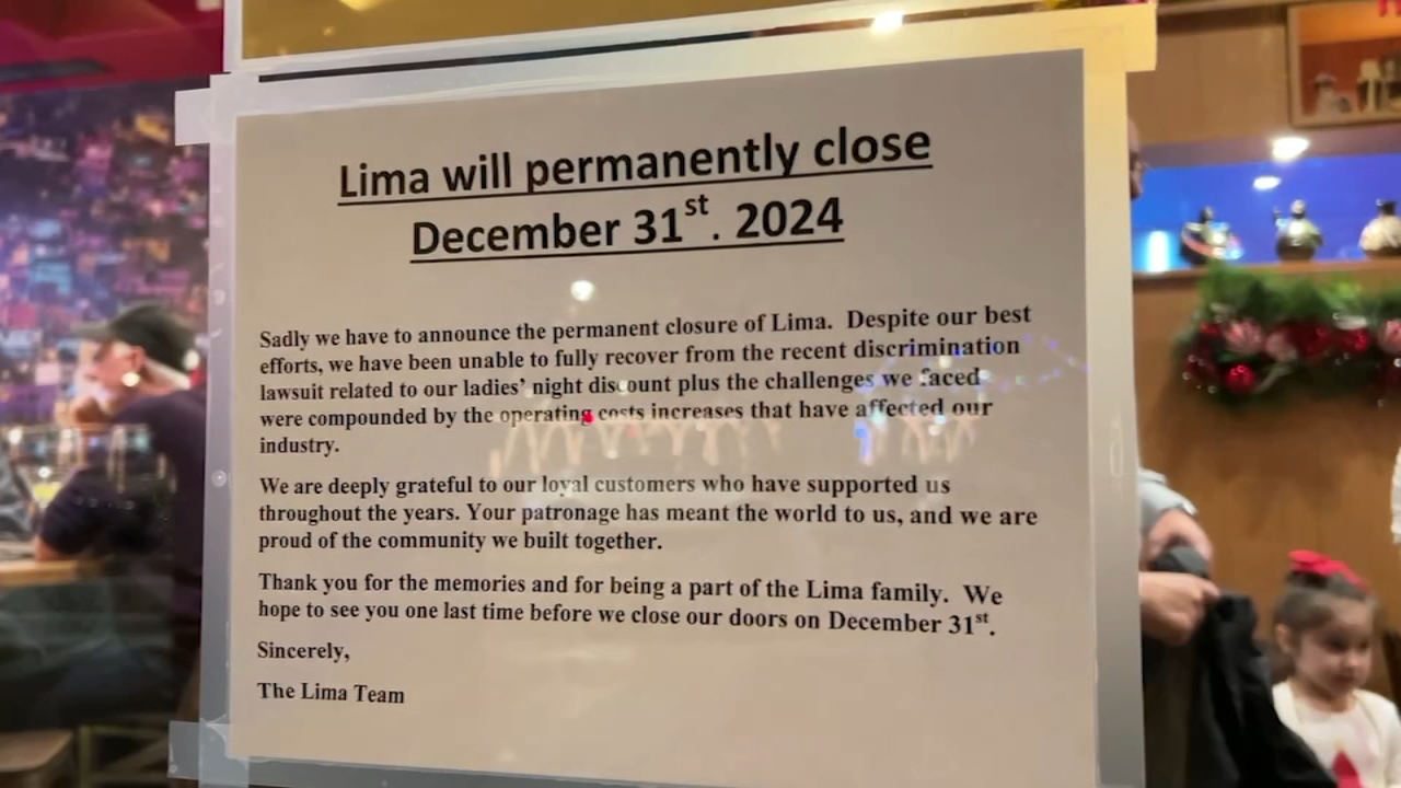 This is a sign of Concord, Calif-based restaurant Lima closing on Dec. 31, 2024.